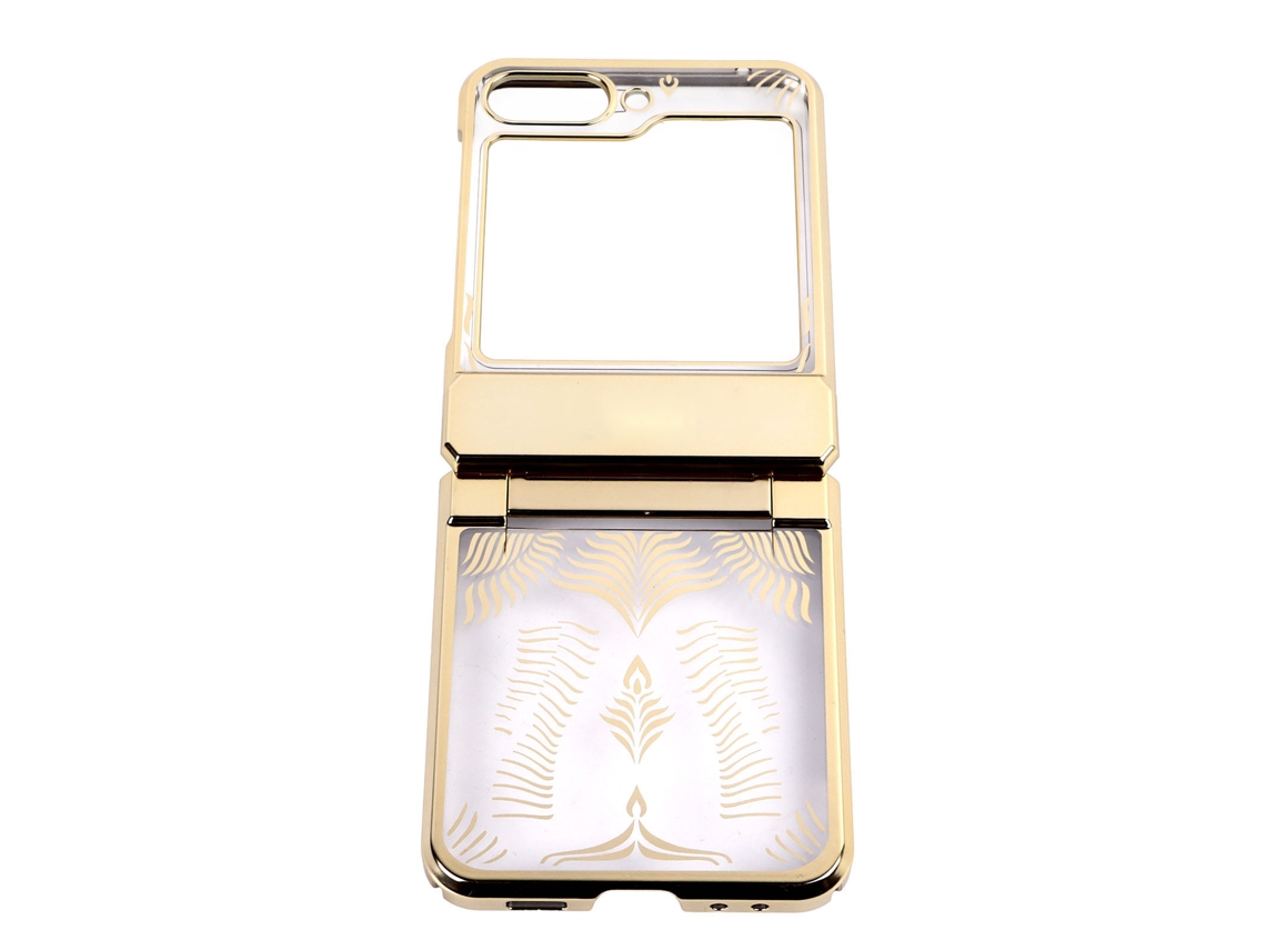 Capa Anti-queda Protetora Para Galaxy Z Flip 5 Com Moldura Eletroplatada E Proteção Hinge Dourada