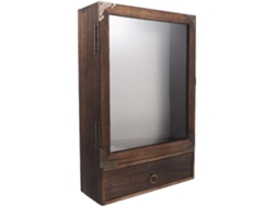 Vitrina Pared Madera Carbonizada 1 Cajón Transparente Expositora Profunda Recuerdos Deportivos Ramos Flores