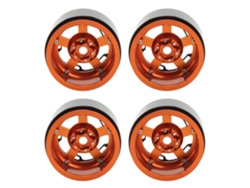 Ymsl 4 Piezas Cubo De Rueda 2.2in Universal Cnc Aluminio Resistente Al Desgaste Para Coche Rc 1/10 Naranja Hxl