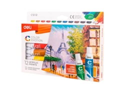 DELI Color Emotion Pintura Acrilica 12 Ml X 12 Tubos Surtidos Brillante