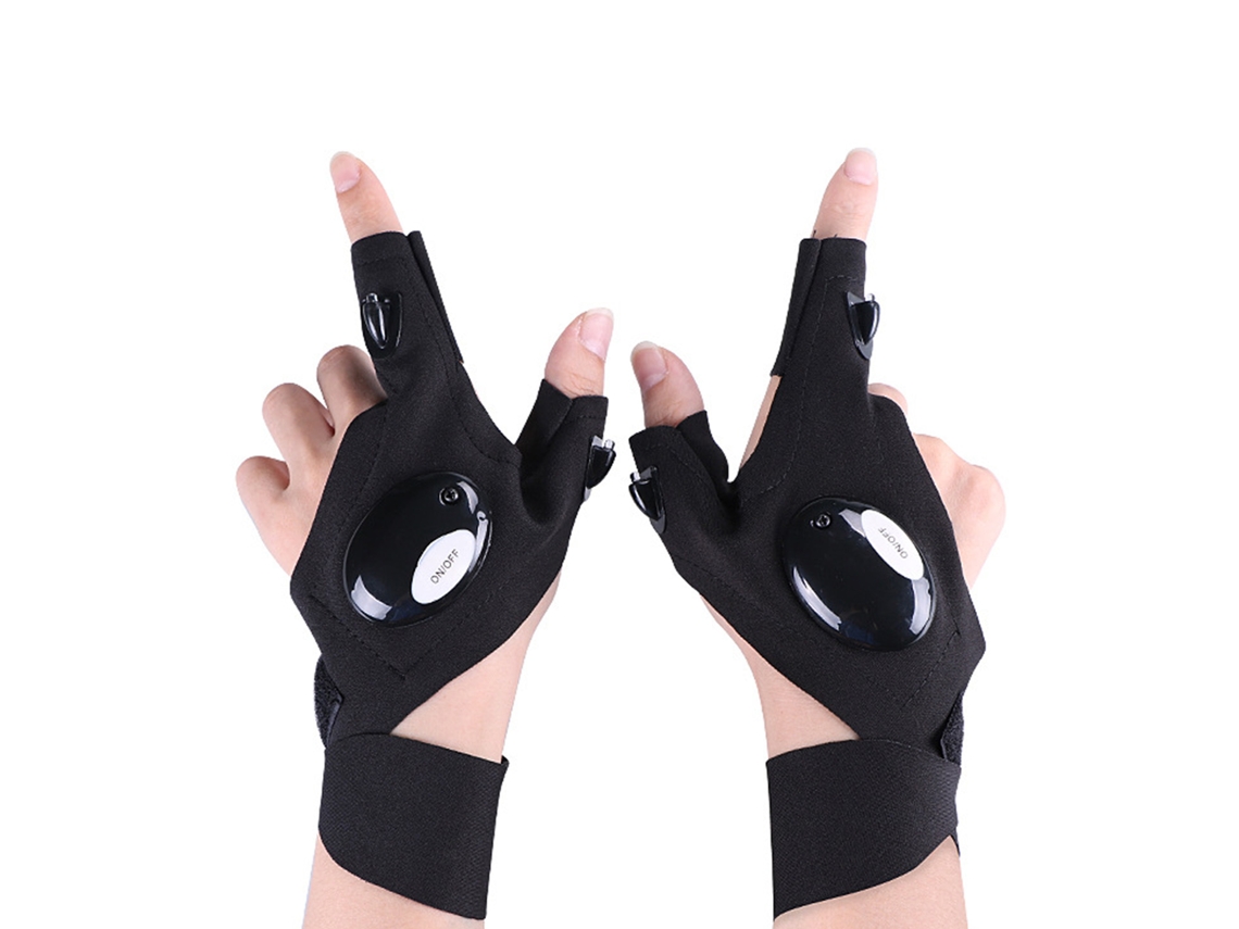 Guantes De Pesca Led Luminosos Mitad De Dedos Para Pesca Nocturna Al Aire Libre Con Linterna