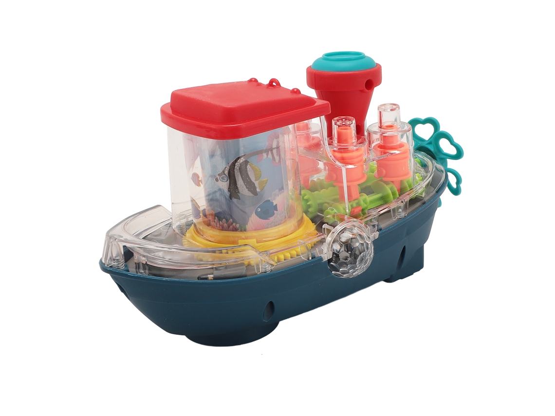 Dan26-juguete De Barco Eléctrico Transparente Con Engranajes, Luces, Proyección Y Música Para Niños Y Niñas