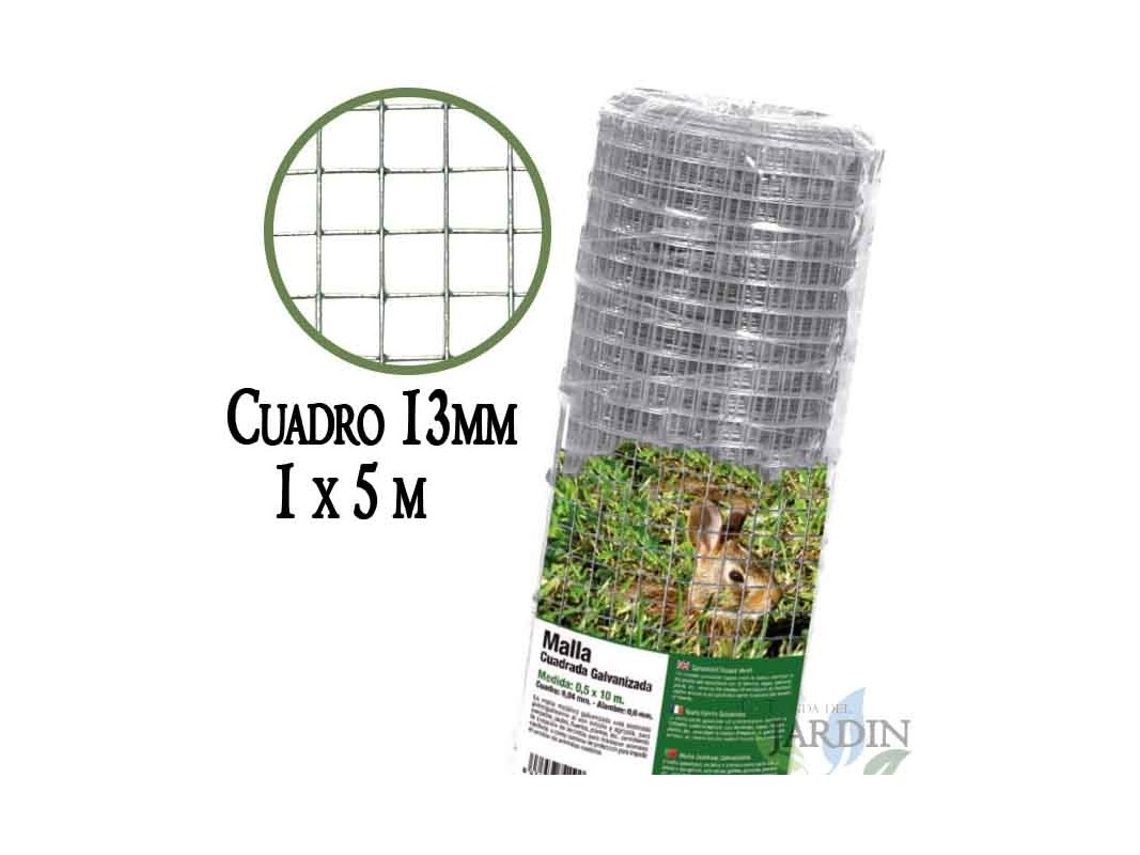 Malla Metálica 1 X 5 M Cuadros 13 Mm Valla Galvanizada De Alambre SUINGA