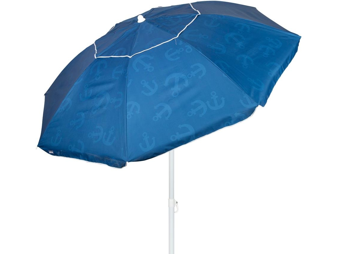 Aktive Sombrilla de playa antiviento 8 varillas 220 cm azul con estampado anclas