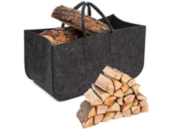 Rebe-bolsa De Fieltro Plegable Para Leña Con Asas, Canasta Portátil Resistente Multiuso 50x25x25 Cm Negro