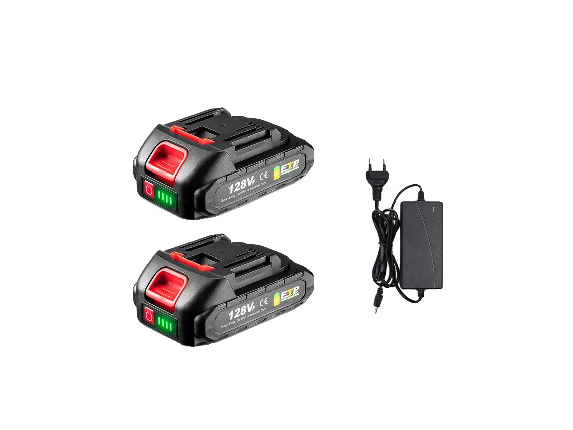 Batería recargable de iones de litio, 18V-21V, capacidad de 225000mAh, 2 x 128VF - 1 x cargador - B