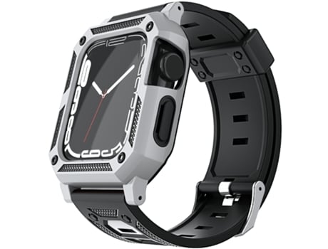 Juego de correa de reloj inteligente militar de silicona + estuche para reloj para Apple Watch Series 8 y 7 de 45 mm / SE 2 y 6 y SE y 5 y 4 de 44 ...