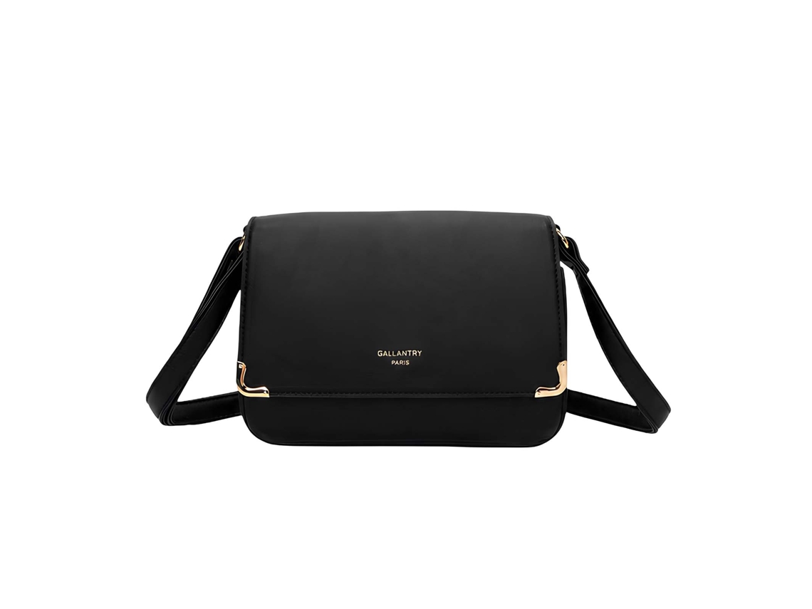 Bolso Bandolera Con Solapa Para Mujer Con Detalles Dorados De Diseño Estructurado