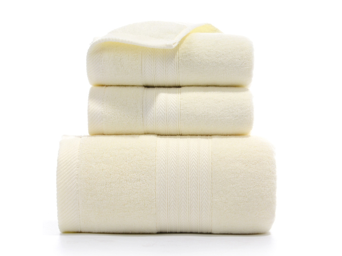 Conjunto de Toallas de Baño Kofihety Paños para Rostro Algodón Premium Beige - 3 unid (33x21x6cm)