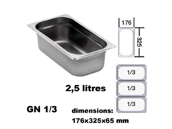 Plato Baño María Gn 1 3 Lacor Fondo 6,5 Cm Gris