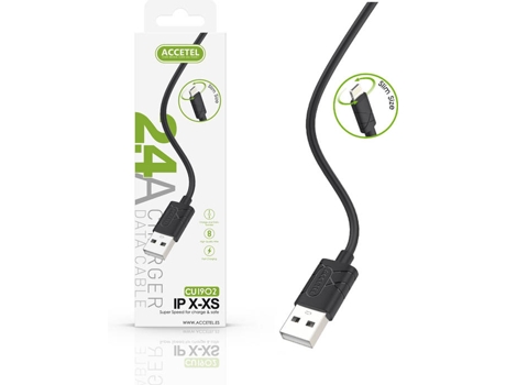 Cable para iPhone 12 Pro Max ACCETEL CU-1902 (Lightning - 0.25 m - Negro)