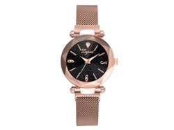 Reloj De Pulsera De Cuarzo Para Mujer Con Correa De Aleación Con Estampado De Cielo Estrellado Rosa.