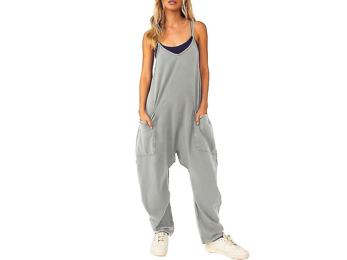 2026-monos Casual De Verano Sin Mangas Pantalón Ancho Con Bolsillos Grandes Ropa Suelta De Una Pieza Para Mujer