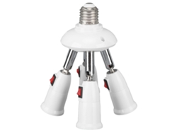 Bj-divisor De Luz 4 Em 1 Socket E26 E27 Resistente Ao Calor Rotação 360 Graus Flexão 180 Graus Com Interruptor 85‑265v