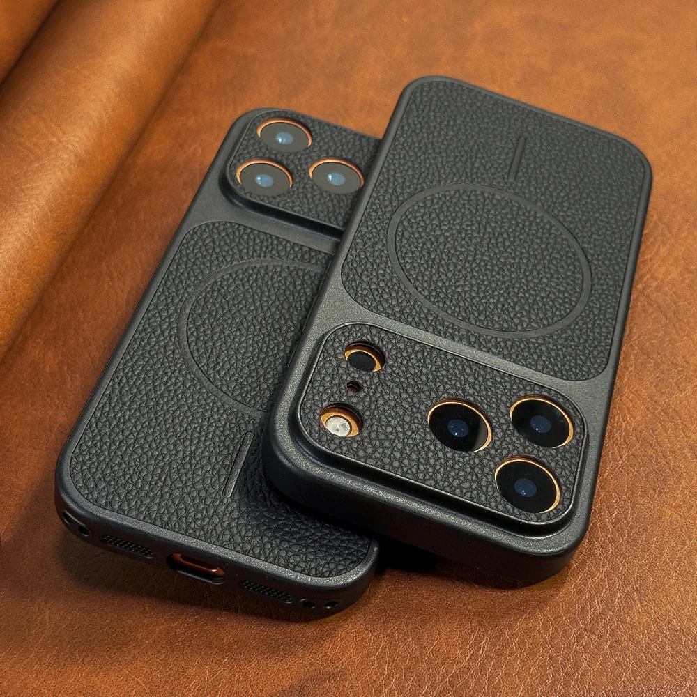 (iphone 17 Pro Max Negro) Funda Protectora Magnética Magsafe Con Carga Inalámbrica Y Cubierta Trasera Reforzada