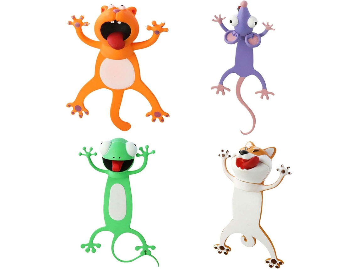 JILLIOPER Marcadores 3D estéreo de animales divertidos para niños y adultos, marcadores de libro en forma de animal