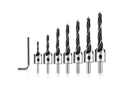 Broca De Avellanado Hss Acero Carbono Negro 3-10mm Con Llave Allen Para Madera Plástico Carpintería