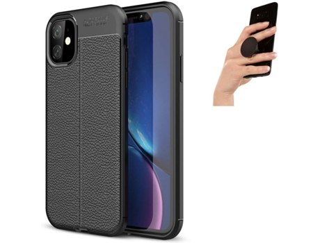 Carcasa + Popsocket iPhone 11 Rugged Leather Negro