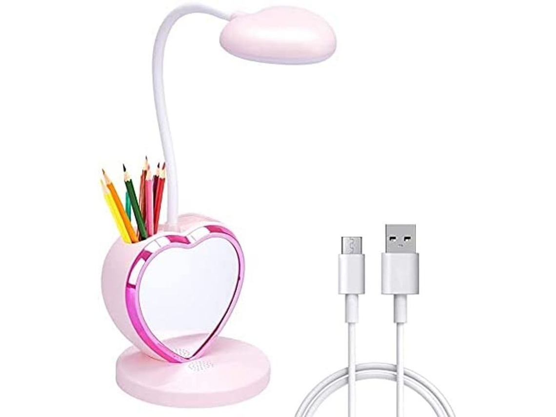 Lámpara De Mesa Led Infantil Con Puerto Usb, Soporte Para Teléfono Móvil Y Portalápices.