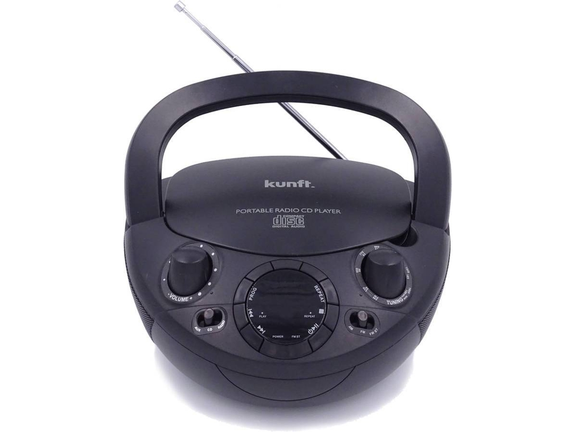 Radio Boombox c/ Lector CD KUNFT KTCB5415 (Negro - Analógico - AM/FM - Pilas y Corriente)