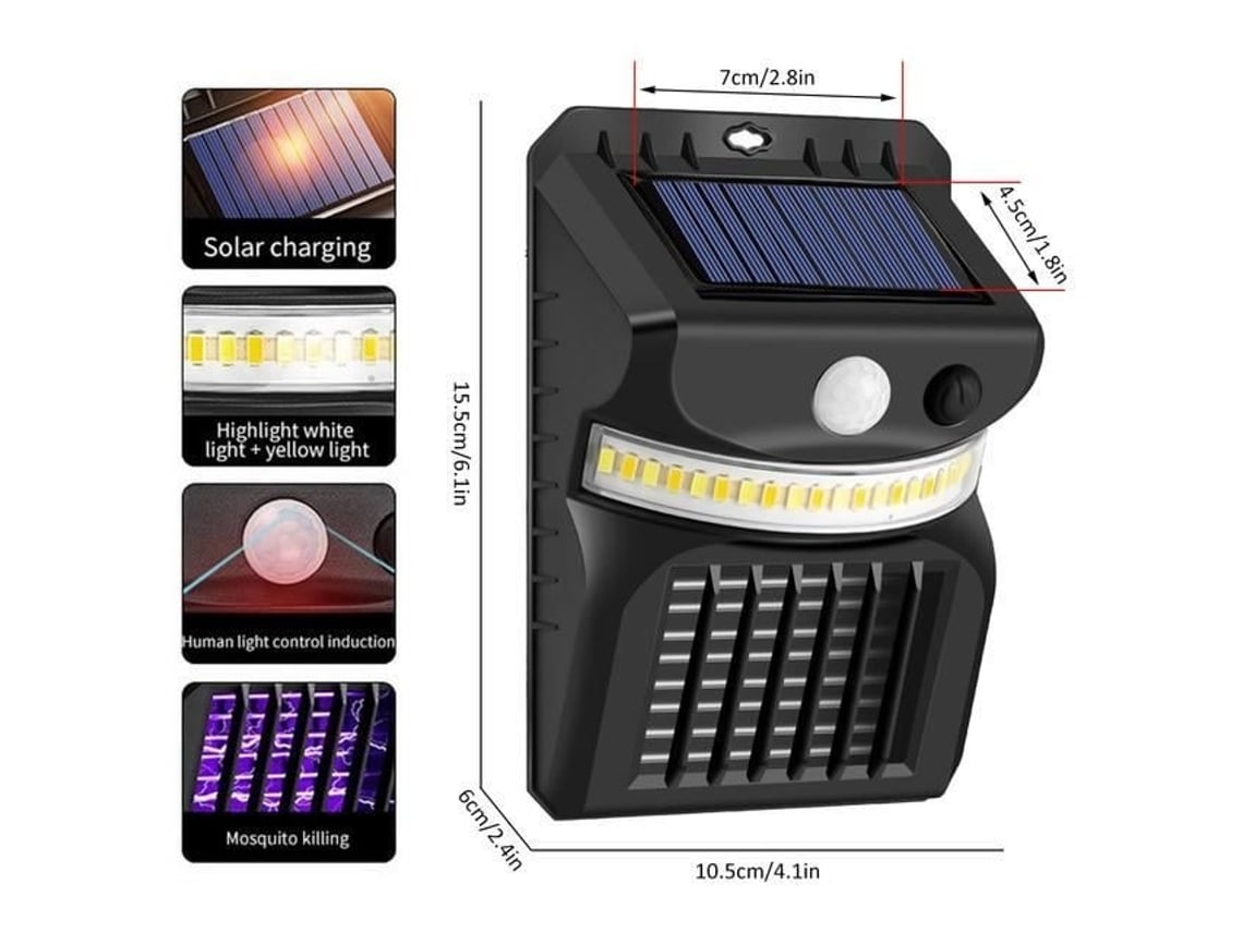 Lámpara Antimosquitos Inteligente 2 En 1 Con Energía Solar Y Trampa Eléctrica Para Exteriores.