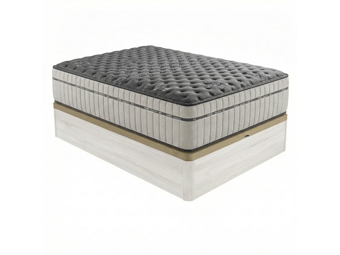 Pack Colchão Viscoelástico Gala + Sommier Rebatível De Madeira 150x190 | Montagem Incluída | Cor Polar