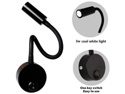 Lâmpada De Leitura De Parede Preta 3w, Braço Flexível Ajustável, Led Protector De Olhos, Para Quarto E Escritório