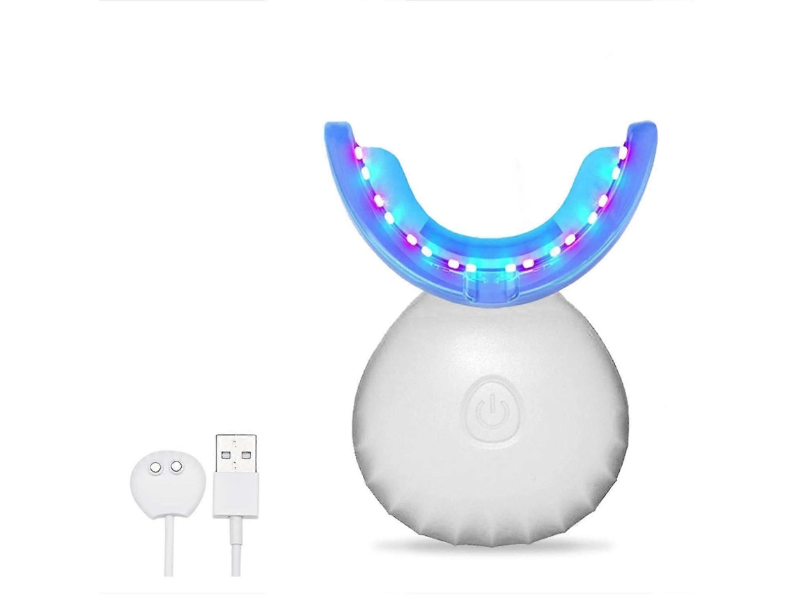 Dispositivo portátil para blanquear los dientes con LED, 3 modos - Luz roja/azul/rojo-azul con imán.