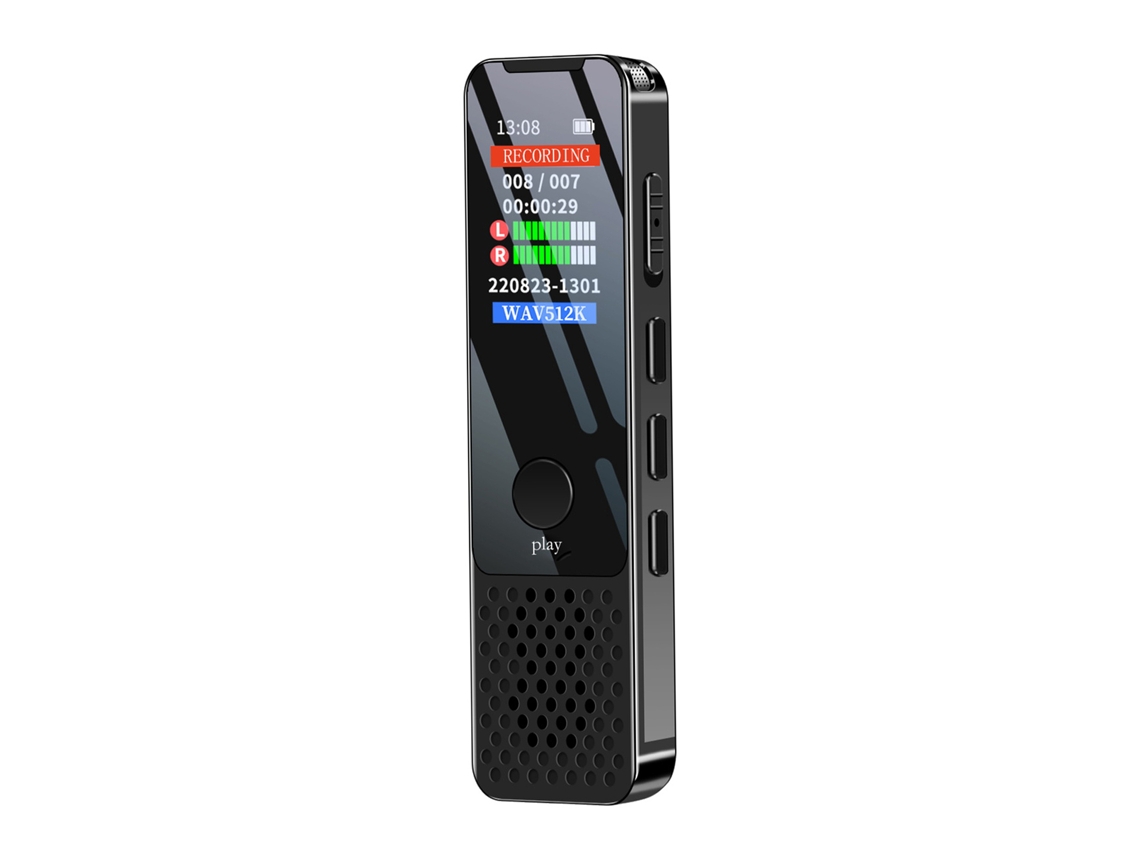 Grabadora De Voz Digital De 64 Gb Y 1536 Kbps Con Contraseña, Pantalla Tft, Reproducción De Mp3 Y Altavoz.
