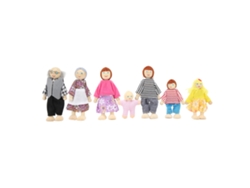 Conjunto De Familia De Muñecos De Madera Con 7 Personajes Para Simulación De Juego En Casa De Muñecas A Escala 1:12