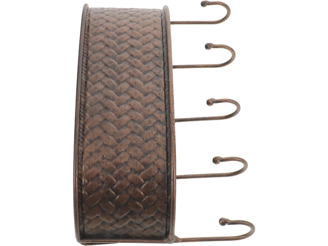 Cesta Para Llaves De Pared En Hierro Forjado Color Cobre Rojo Con 5 Ganchos.