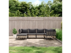 Conjunto de jardín de 6 piezas con cojines de mimbre sintético antracita de DKD Home Decor
