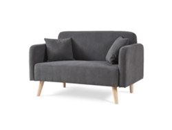 Sofá de 2 plazas Midt con madera de cuerda 132x70x81 cm Gris [EN.CASA]