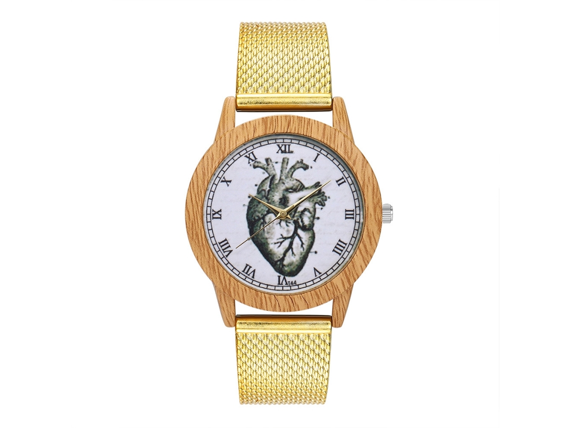 Elegante Reloj De Pulsera De Cuarzo Para Hombre Y Mujer, Color Dorado.