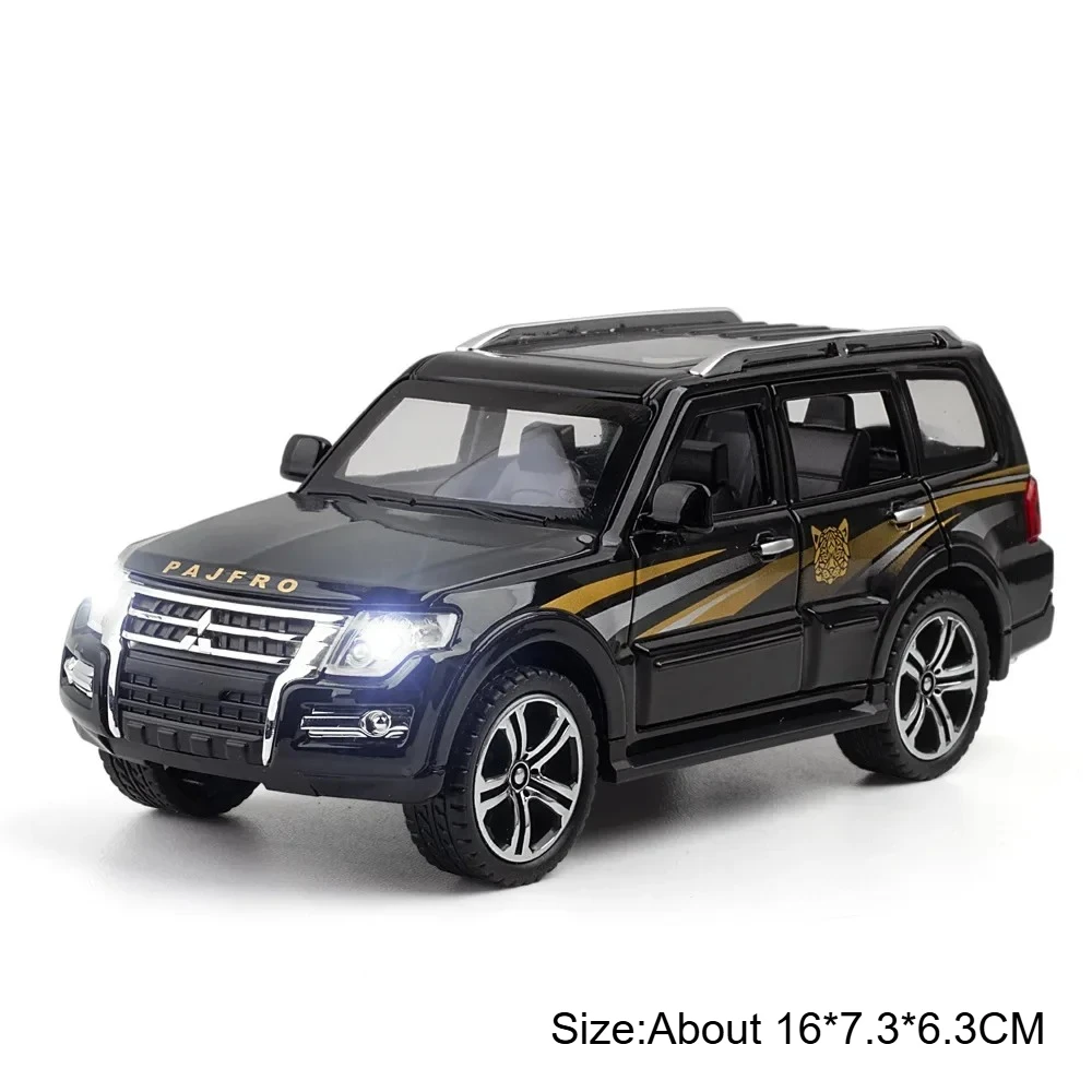 (Pajero negro) 1:32 - Coche en miniatura de aleación metálica - Sonido y luz realistas - Regalo