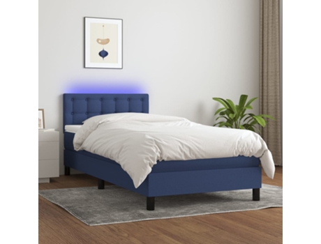 Cama con somier VIDAXL (Azul - Tela - 193 x 90 x 88 cm)