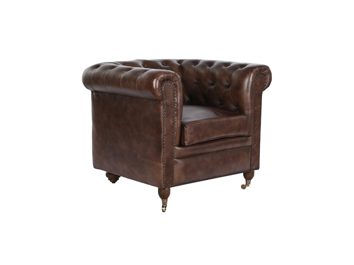 Sillon Piel Chester Marron Oscuro 84x77x77cm