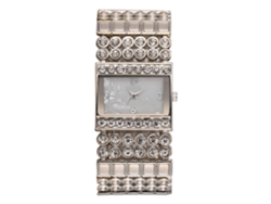 Reloj De Pulsera De Cuarzo Para Mujer Con Brazalete De Aleación, Moderno, Cuadrado, Con Diamantes De Imitación Plateados.