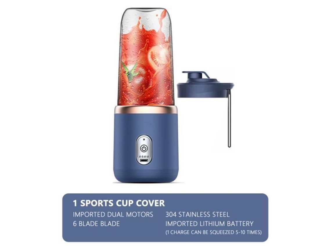 Exprimidor de frutas, exprimidor de cítricos eléctrico portátil con 6 cuchillas, exprimidor de plástico, licuadora de alimentos, trituradora -