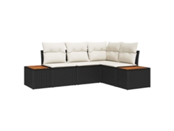 Maison Exclusive - Conjunto De Sofás De Jardín 4 Pcs Negro Y Crema Ratán Sintético