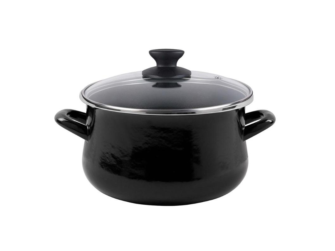 Olla black tapa vidrio 24 cm