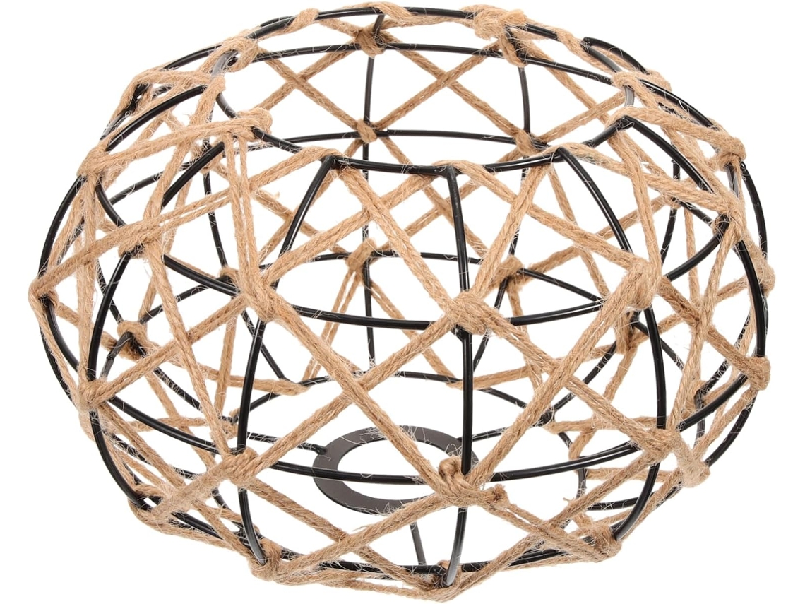 Lámpara Colgante Rústica Ligera De Cuerda Y Hierro, Sin Deslumbramiento, Para Cocina Y Decoración.