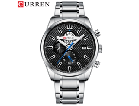 Relojes de hombre Reloj de cuarzo de acero inoxidable Reloj de negocios multifunción con calendario para hombre-Carcasa blanca negra LUUCOZK