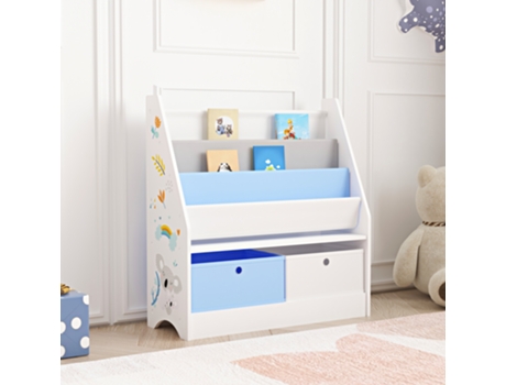 Estantería para niños Neda con motivo koala 74 x 71 x 23 cm blanco/azul /gris [EN.CASA]