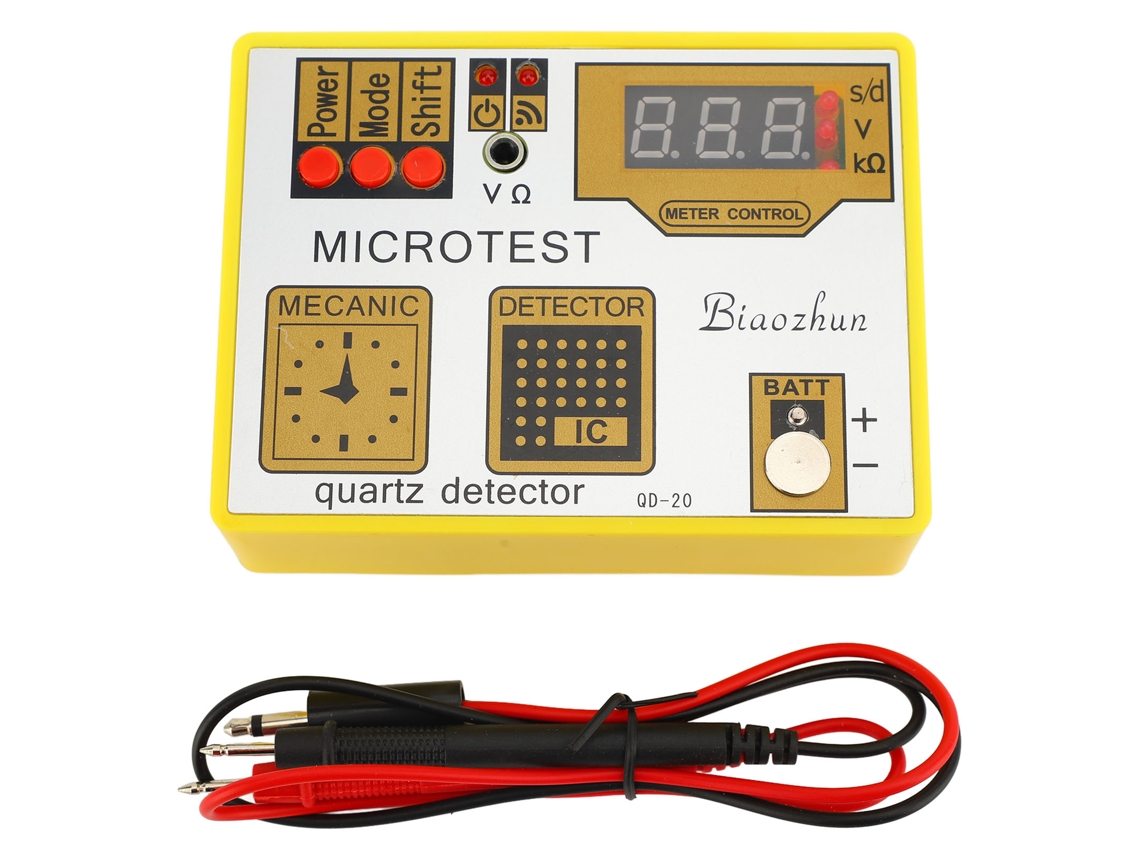 Probador de movimientos de relojes de cuarzo QD 20 con desmagnetizador y cronógrafo.