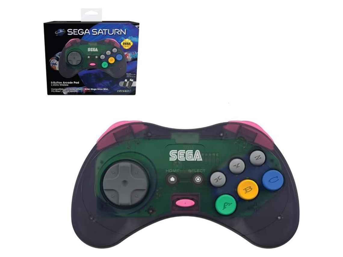 Mando 8 Botones Inalámbrico 2.4Ghz Dongle Usb/Puerto Original Incluido Retrobit Sega Saturn Gris