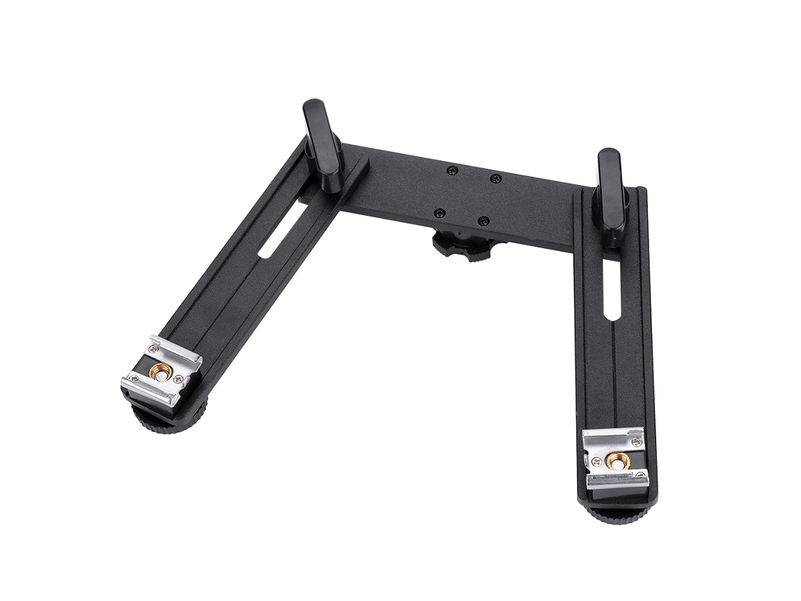 Soporte De Aleación De Aluminio Con Doble Hotshoe Para Flash Speedlite Y Linterna De Cámara