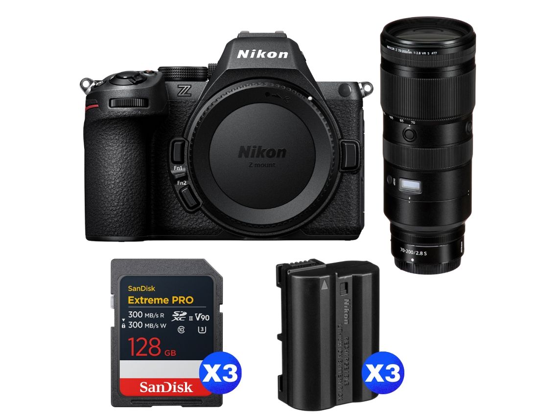 Z5 II + 70 200mm F/2.8 VR S + 3 Sandisk 128GB Extreme Pro UHS II SDXC + 3 Nikon EN EL15C + Libro electrónico “20 consejos para fotos impresionantes” NIKON