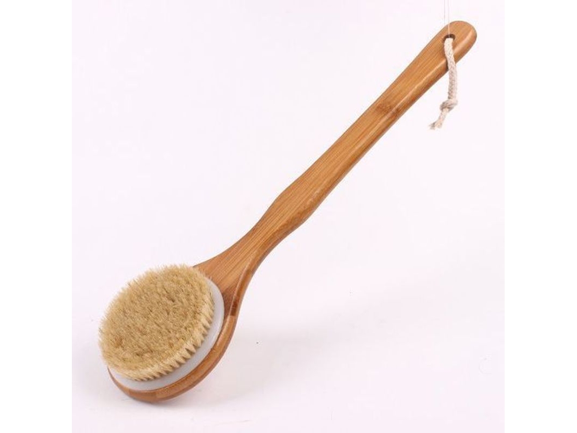 Cepillo Corporal De Bambú Con Mango Largo Y Esponja De Lufa Para Exfoliación Y Masaje En La Ducha.