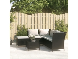 Conjunto de jardín de 4 piezas con cojines en mimbre sintético negro de DKD Home Decor